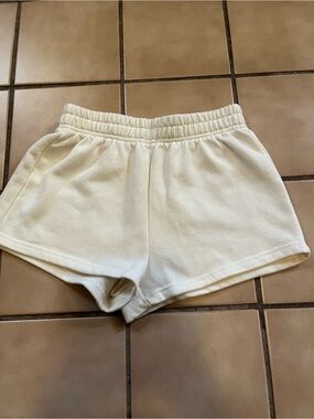 SHEIN Ivory Elastic-Waist Athletic Shorts